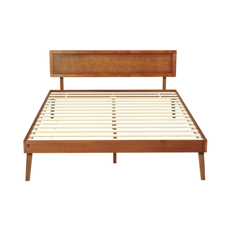 SPLAY Bed Frame Queen Size Wooden Bed Base Walnut