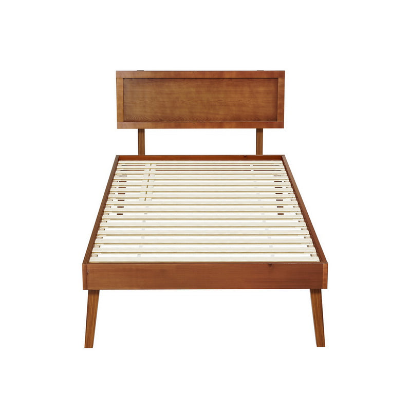 SPLAY Bed Frame Single Size Wooden Bed Base Walnut